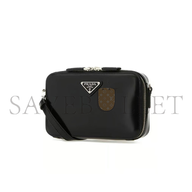 PRADA BLACK LEATHER BRIQUE CROSS BODY BAG 2VH173 (19*11.5*3.5cm) 